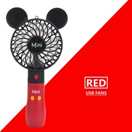 Kbinter Cute Personal Mini Fan, Handheld & Portable USB Rechargeable 1 Speed USB Fans with Colorful LED Light Adjustable, for Indoor Or Outdoor Activities, Cute Mouse