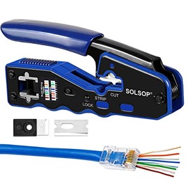 Solsop RJ45 Crimp Tool Pass Through Crimper Cat5e Cat5 CAT6 Crimping Tool