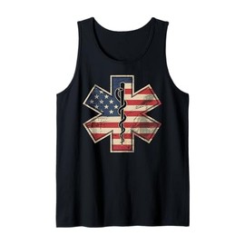 EMS EMT Paramedic 4th of July American Flag Gifts Men Women Tank Top