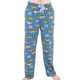 Lazy One Funny Ocean Pajama Pants For Men, Men's Separate Bottoms, Lounge Pants, Fishing (Catch Ya Later, Large)