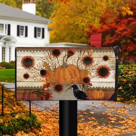 Briarwood Lane Primitive Pumpkins Autumn Magnetic Mailbox Cover Sunflowers Fall