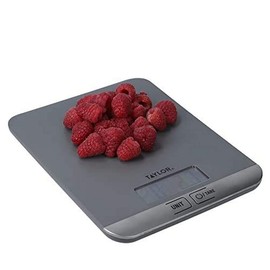Taylor, Small Kitchen Scales for Food, Compact, Slim, Highest Accuracy, with Precise Tare Function, Grey, Weighing Capacity 5 kg