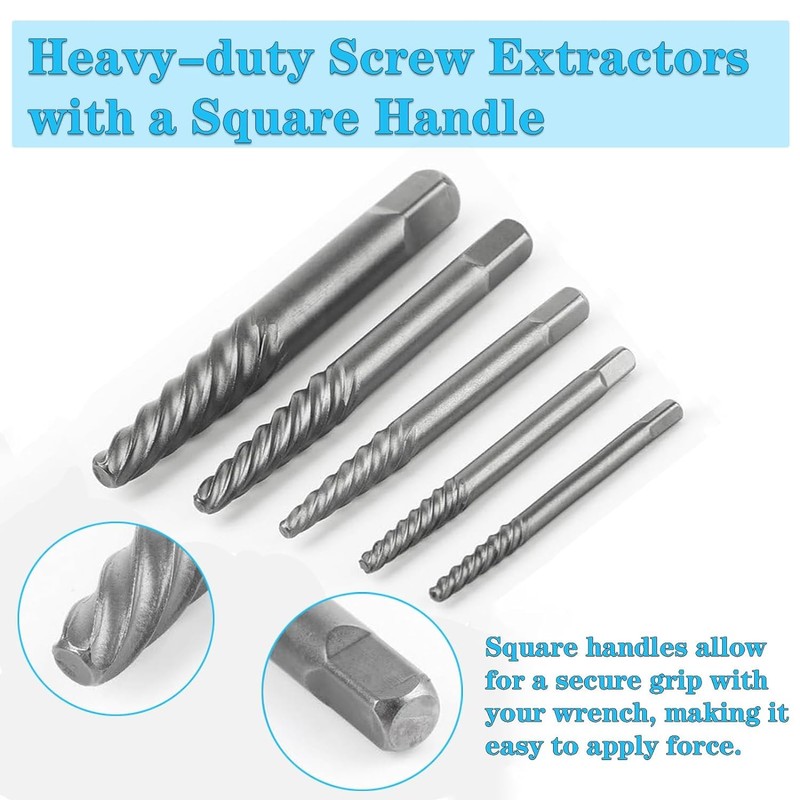 YUENTOEN 10 Piece Screw Extractor Kit, Cobalt HSS Left Hand