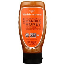 Wedderspoon Raw Monofloral Manuka Honey, Kfactor 16, Non-GMO, 12 Oz (Pack of 6)
