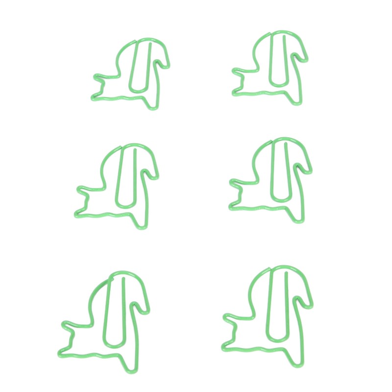 100 Pcs Green Cute Paper Clips Cat Shaped Fun Bookmark