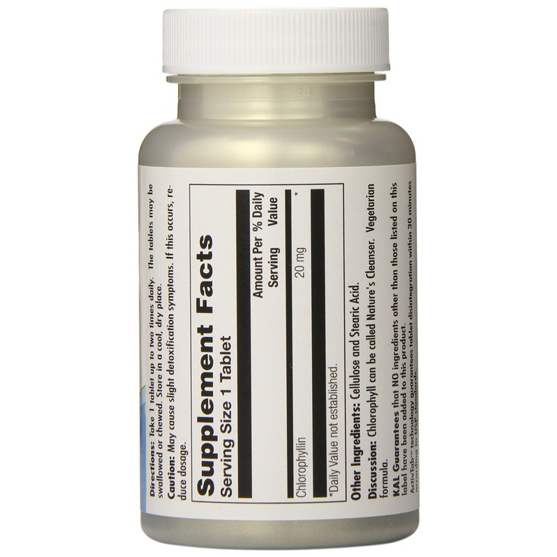 KAL Chlorophyll Tablets, 20 mg, 100 Count