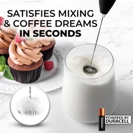 Zulay Kitchen Powerful Milk Frother Wand With 4 AA Duracell Batteries - Ultra Fast Handheld Drink Mixer - Electric Whisk Foam Maker for Coffee, Lattes, Cappuccino, Matcha, Hot Chocolate & Creamer