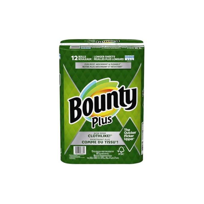 Bounty Plus Select-A-Size White Long Cloth Like 12 Paper Towel