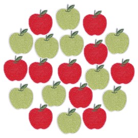 CHGCRAFT Pack of 20 Iron-On Patches Red and Green Apple Embroidered Appliques Apple Clothing Repair Embroidered Patches for Clothes Backpacks Jackets Jeans Dresses Hats DIY Accessories
