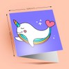 1 x Greeting Card Cartoon Whale Narwhal Unicorn - Blank