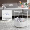 Luwesde Round Side Table, White End Table with Storage Basket,