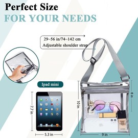 YingStar Clear Bag Stadium Approved TPU Clear Crossbody Bag Women Men Clear Concert Bag Sport See Through Bag Ladies Transparent Crossover Bag Travel Shoulder Bag Waterproof Cross Body Bag (Gray)