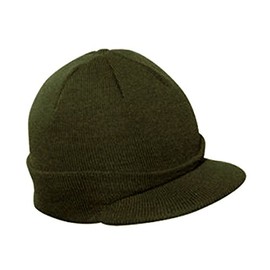 The Vintage Year Plain Short Billed Knit Radar with Cuff Beanie (Olive Green)