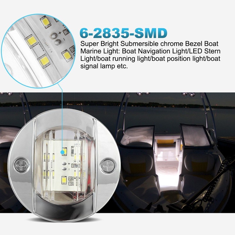 Partsam 4 Pcs 3 Inch Round White LED Marine Boat