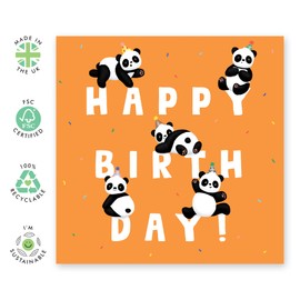 Central 23 Son Birthday Card - Cute Animal Cards for Boys and Girls - Happy Birthday Letter Panda - Orange - Comes With Fun Stickers Recyclable