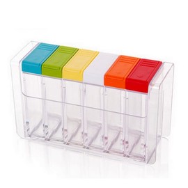 6 Case Spice Shaker Jars, Colorful Salt Spices Condiment Container Case Seasoning Shaker Box Condiment Set, Transparent Condiment Jar Storage Container Storage Bottle Box Set