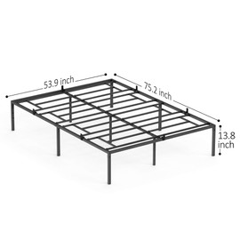 Amyove Full Bed Frame 14 Inch Black Metal Full Bed Frame,No Box Spring Needed Full Size Platform Bed Frame (Full)