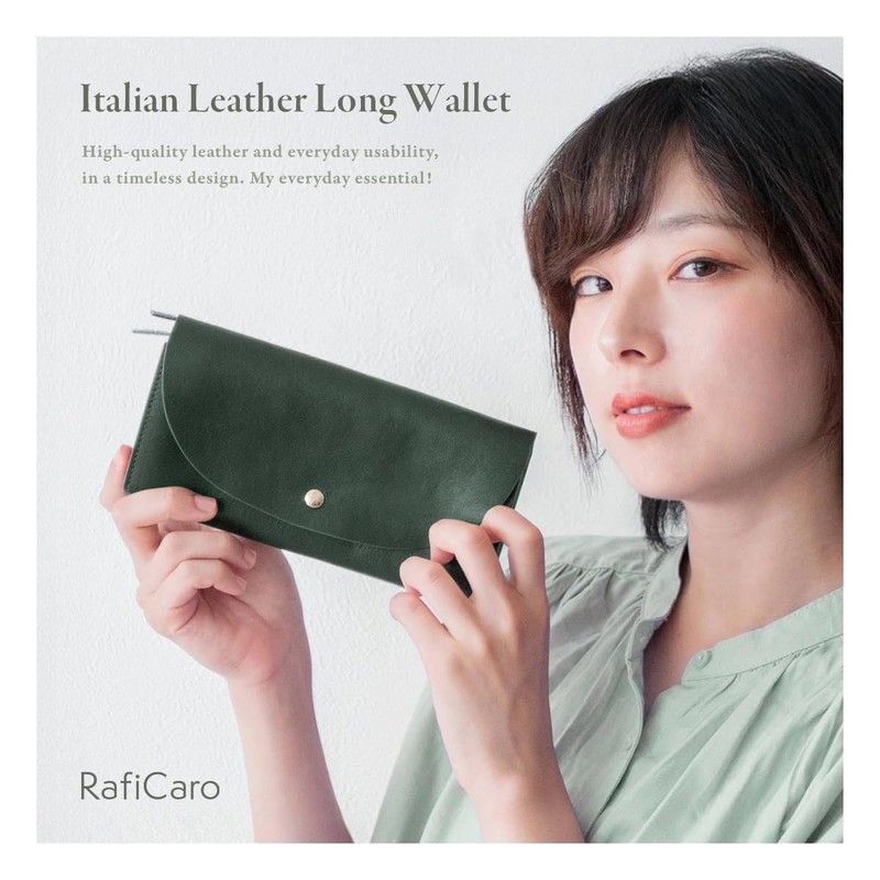 RafiCaro Women's Long Wallet, Genuine Leather, Italian Leather, Large Capacity