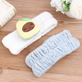 Face Wash Headband, Stretchy Cartoon Avocado Face Make-Up Headband, Wash Face Make-Up Hair Wrap for Women, White, Grey, Pack of 2