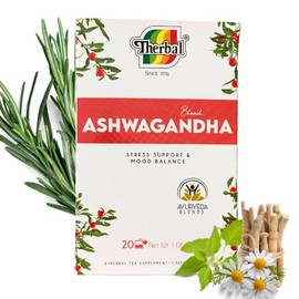 Therbal Ashwagandha Herbal Tea Blend – 20 Tea Bags – Infusion with Chamomile, Rosemary & Ashwagandha – Caffeine-Free Herbal Tea for Daily Wellness