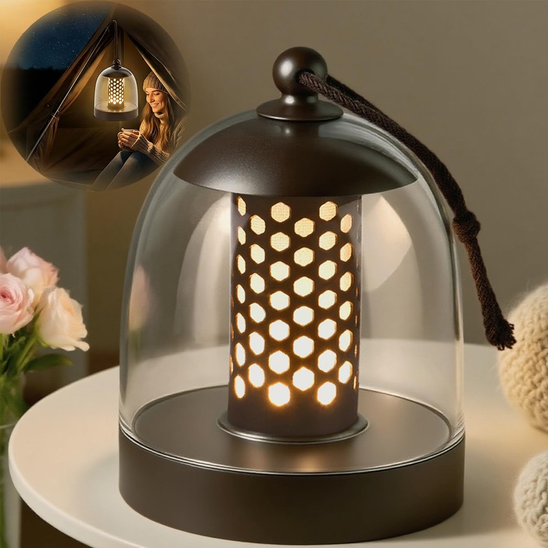 Battery operated lamp,Camping Rechargeable Lantern for Power Outages Essentials,Cordless Outdoor