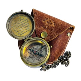 TUBAZ Trust in The Lord with All Your Heart -Proverbs 3: 5-6 Quote Engraved Compass with Leather Case,Camping Compass, Gift Compass, Graduation Day Gifts-Graduation Gifts Compass for Men Boy Girls