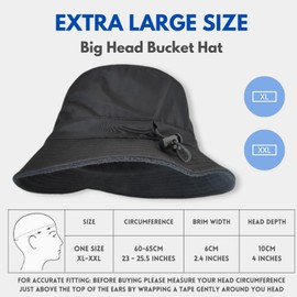 OZ SMART Australia Winter Big Head Bucket Hat with Inner Fleece, Men/Women Wide Brim Bucket Hat for Fishing Camping with Chin Strap UPF 50 UV Black