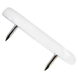 Adsamm® 4 x Plastic Gliders with 2 Nails / White / 18 x 44 mm / Rectangular / Furniture Gliders with Nail / Furniture and Floor Gliders