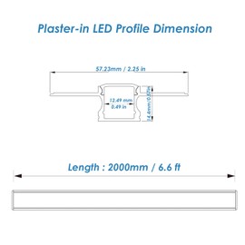 Besseto Plaster-in LED Aluminum Channel 6 Pack 6.6FT/2 Meter Plaster LED Light Strip Diffuser Channel, Trimless Recessed Drywall Aluminum LED Channel Profile for Wall and Ceiling with Milky Diffuser
