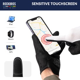 ROCKBROS Road-to-Sky Cycling Gloves Spring Summer Cycling Gloves Touchscreen Breathable Shockproof Running Gloves Women / Men for Cycling, Running, Fitness, Hiking, White, XL