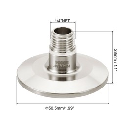 PATIKIL 1.5 Inch TC Tri Clamps Adaptor, Tri-Clover Fittings to NPT 1/4" Male Sanitary Thread Adaptor 304 Stainless Steel for Food Beverage Dairy, Ferrule 50.5mm