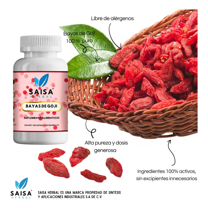 Bayas De Goji 100% Pura Con 120 Cápsulas | Suplemento