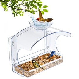 Window Bird Feeders with 2 Non-Marking Self-Adhesive Hooks - Clear Window Bird Feeders for Outside - Wild Bird Watching Outdoor Transparent Birdhouse - Unique Gifts for Garden,Yard,Elderly Viewing