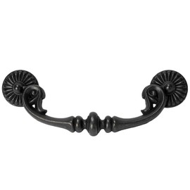 MuDuJia 4-Pack 5“ C-C Vintage Style Dark Antique Black Bail Drawer Pull Drop Swing Handles Cabinet Knob Kitchen Hardware 128 mm 5 Inch Center Hole Distance (4)