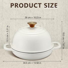Tioncy Enameled Bread Dutch Oven with Lid for Sourdough Baking 6 Quart Round Cast Iron Dutch Oven Pot Bread Bakers for Kitchen Homemade Cookware Gifts Roasting Frying Cooking Stewing (White)