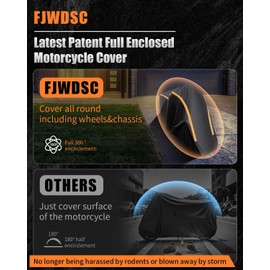 FJWDSC Full Enclosed Motorcycle Cover Waterproof Outdoor/Indoor Storage Waterproof Motorcycle Cover Heavy Duty with Reflective Strips Fits Motorcycles Length up to 86.5" Windproof Sunproof Dustproof