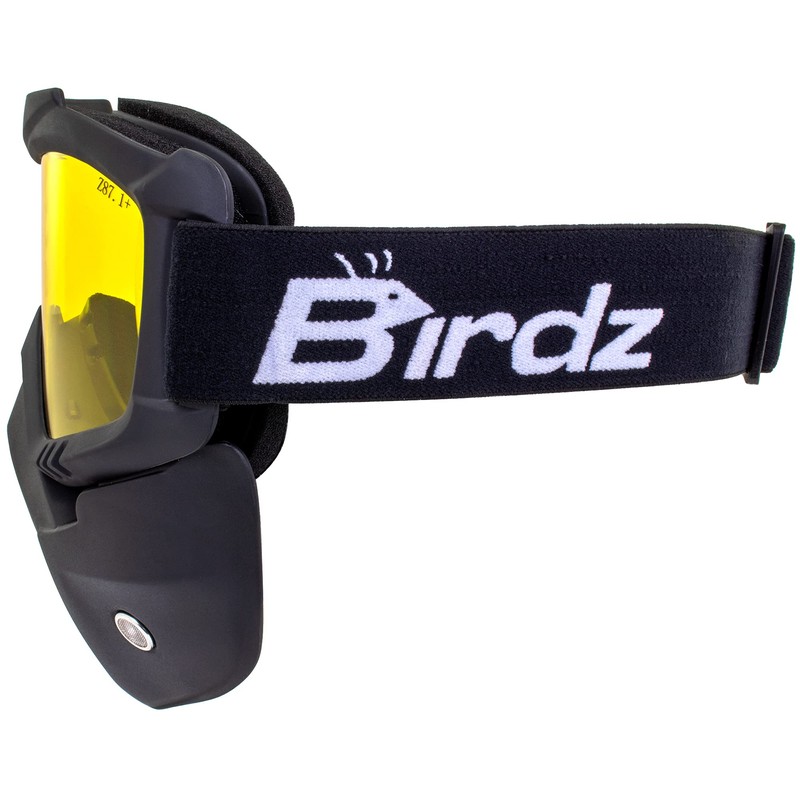 Birdz Eyewear Skylark Motorcycle Goggles Removable Face Mask Black Frames