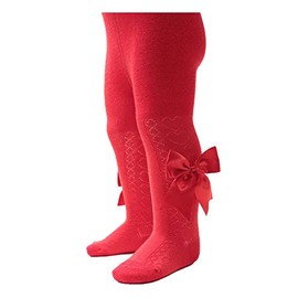 Soft Touch Baby Girls Heart Tight With Long Bow Spanish Style Tights In Multi Colour NB To 24 Months T122 (3-6 Months, Red)