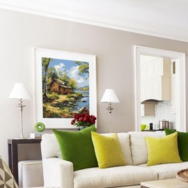 shinefly Paint by Numbers Kit Acrylic Easy Paint by Numbers for Adults Beginner Gift Home Wall Decor 16" W x 20" L, Log Cabin