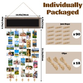 CYEAH 3 Pack Picture Frames Collage Display Board with Clips, Collage Photo Hanging Display Picture Board Wood Rustic Frames for Wall Decor, DIY Photo Frames Photos Cards Organizer for Family Friends