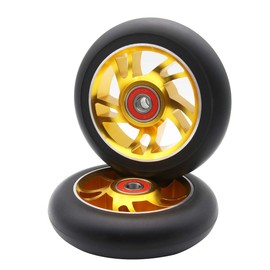 2Pcs Replacement 100 mm Pro Stunt Scooter Wheel with ABEC 9 Bearings Fit for MGP/Razor/Lucky Pro Scooters (Gold)