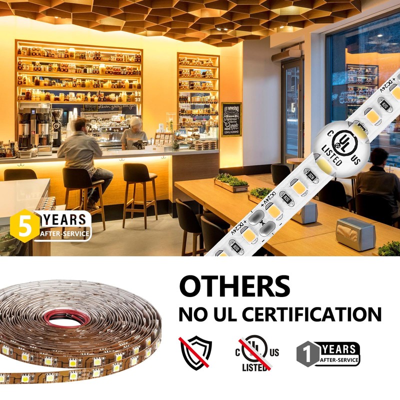 EMITEVER LED Strip Lights 2700K, UL 24V LED Tape Light