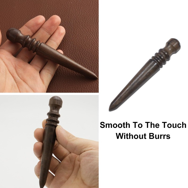 Wozoohyi Ebony Wood Leather Edge Burnisher Tool,Professional Round Leather Edge