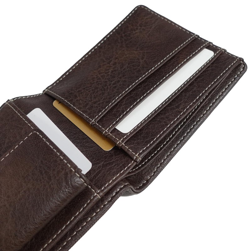 Edwin Bi-Fold Wallet, Synthetic Leather, Coin Storage, Card Storage, Embossing,