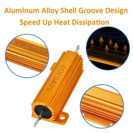 ETOPARS 2Pcs 50W 12 Ohm Aluminium Case Resistor High Power Load Resistors Gold Shell Plate Wirewound Chassis Mounted Heatshink Housing Repair Test Metal Resistor