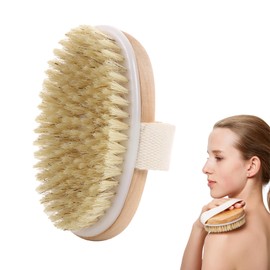 Coollooda Body Brush, Back Brush, Pig Hair, Body Brush, No Handle, Dry Brushing, Body Washing, Hardness of Hair, Easy to Clean, Wash Your Feet, Bath, Natural Material, Wood, Beautiful Skin, Bath