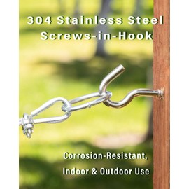 IMSCREWS 100-Pack 1-1/2 Inch 304 Stainless Steel Screw-in Hooks - Eye Bolts for Ceiling, Open Loop Hangers