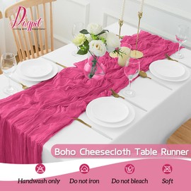 16Pack Hot Pink Cheesecloth Table Runner 10FT Gauze Cheese Cloth Table Runner 35x120Inch Long Boho Spring Easter Table Runners Rustic Sheer Table Runners for Wedding Baby Shower Bridal Shower Decor
