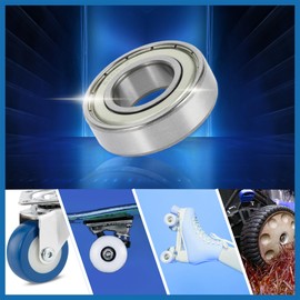 A ABSOPRO 6205ZZ Deep Groove Ball Bearings P6 25x52x15mm Lubricated Bearings Double Metal Seal Silver Tone Scooter Skateboard Wheel - Pack of 2