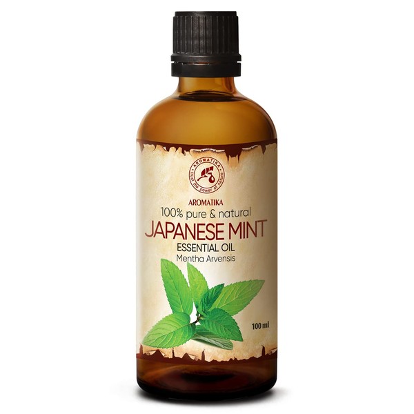 Japanese Mint Oil, 100 ml, Mentha Arvensis, Japanese Medicinal Plant Oil, 100% Pure & Natural Mint Essential Oil for Hair and Body, Aromatherapy, Aroma Diffusers, Oil Burners
